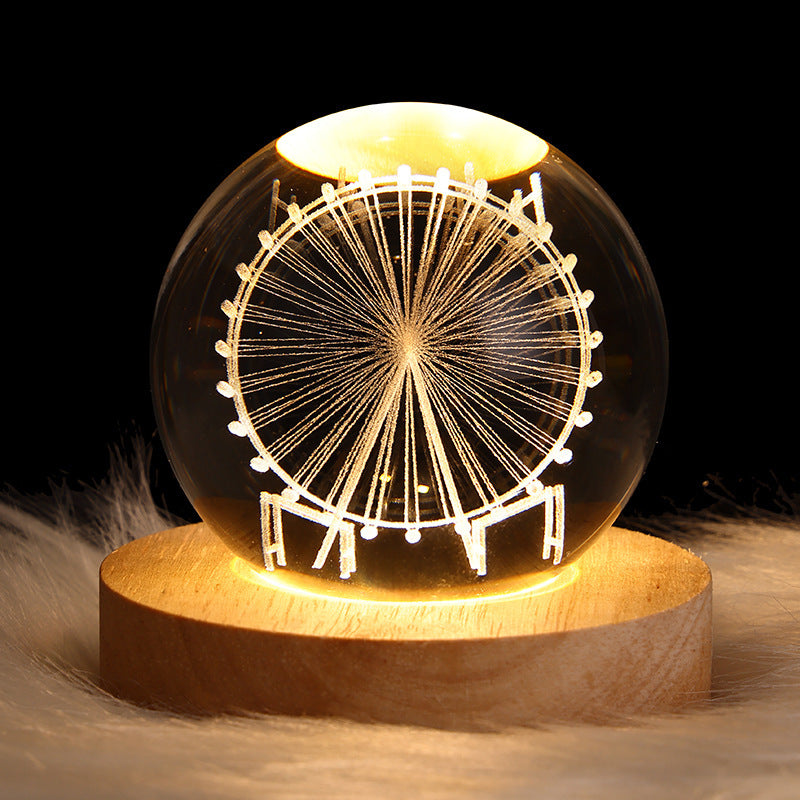 Crystal Night Light | 3D Laser Engraved Design | Multiple Color Options