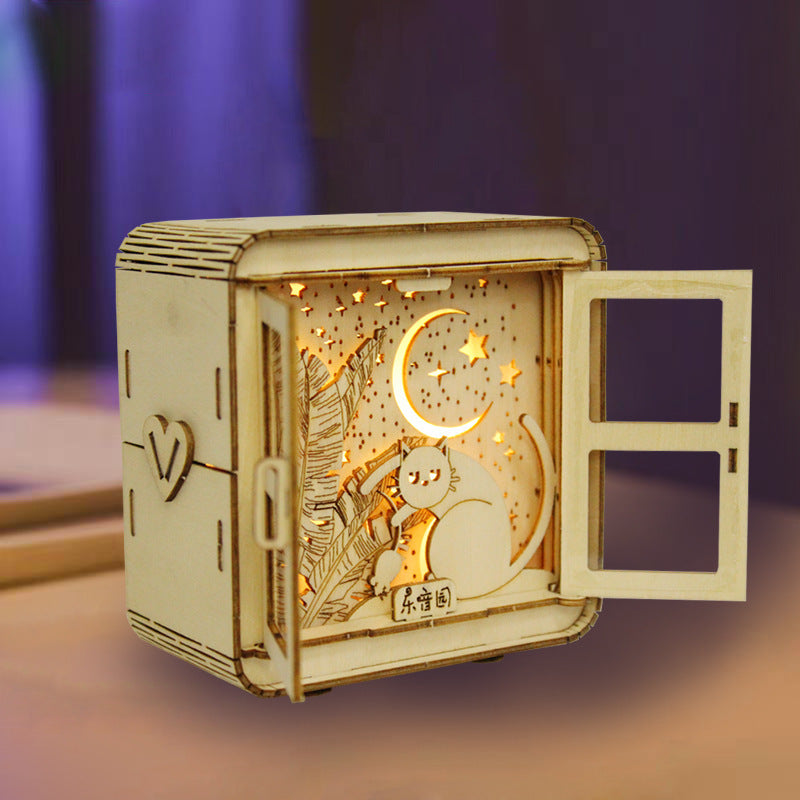3D Wooden Puzzle Night Light | DIY Layered Shadow Box | Multi-Theme Glowing Decor