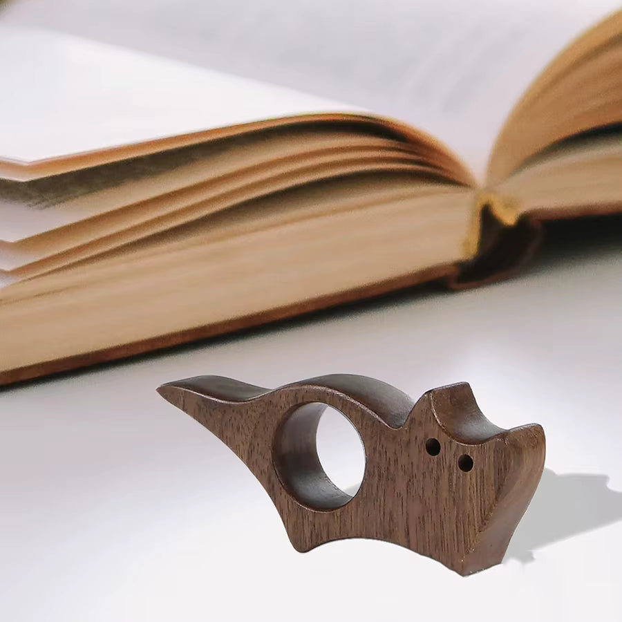 Wooden Page Holder | Ergonomic Thumb Design | Adorable Animal Silhouette