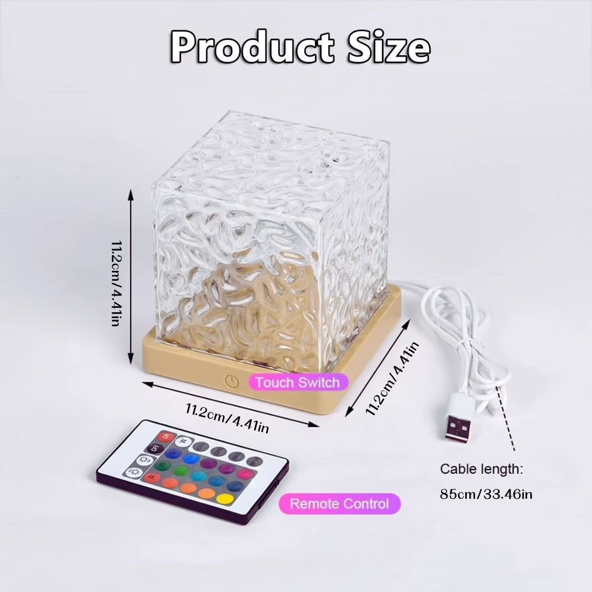 Water Ripple Projection Lamp | 16 Color Remote Control | USB Portable Ambiance Light