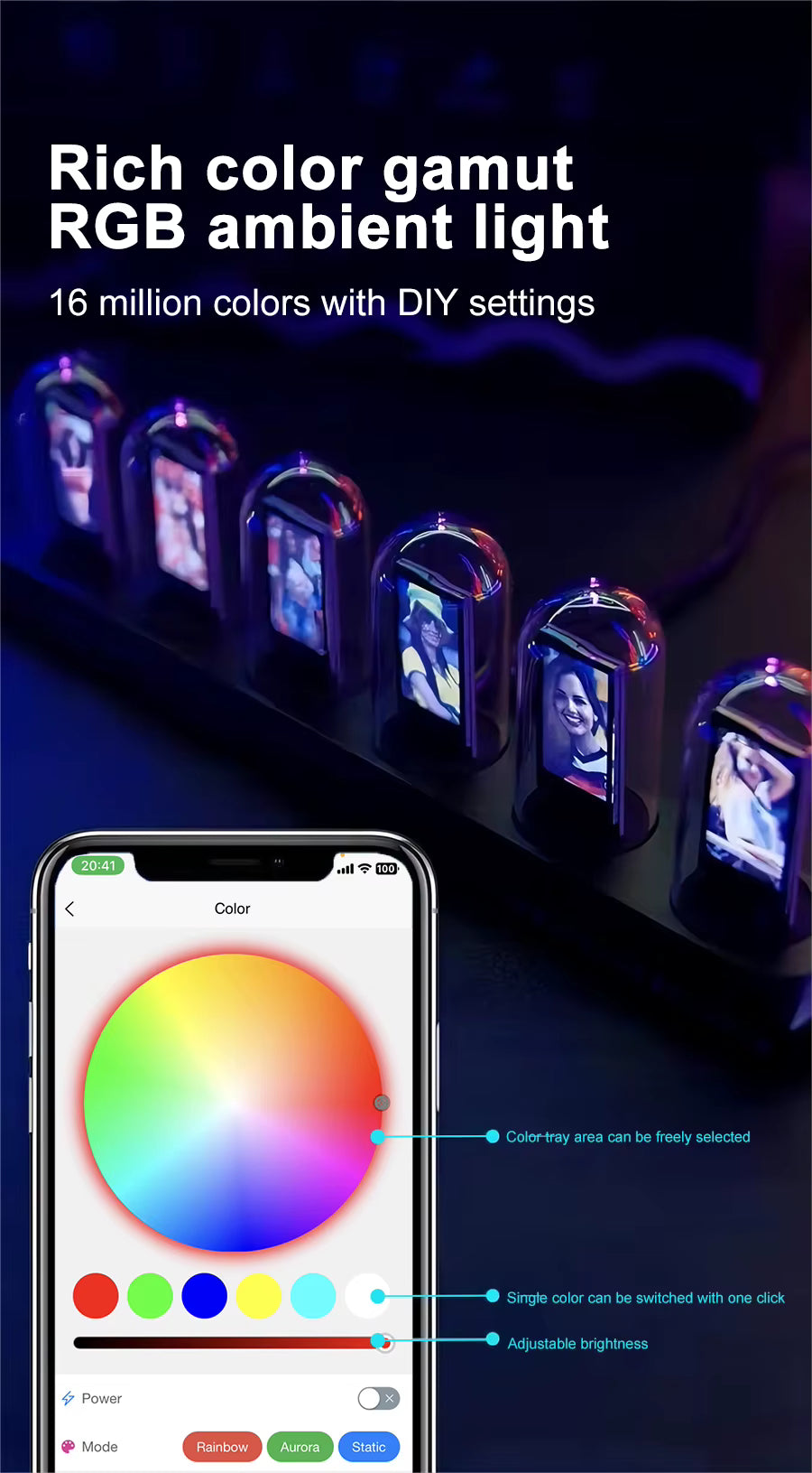 Digital Tube Clock | Rotating Picture Frame | Weather Forecast Station