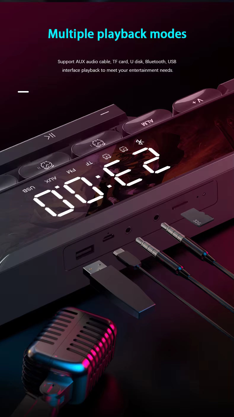 5-in-1 RGB Gaming Soundbar | HIFI Audio & Digital Alarm Clock | Bluetooth 5.0 & Dynamic Lighting