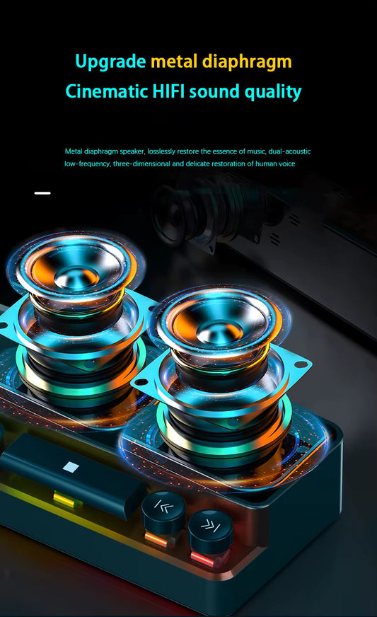 5-in-1 RGB Gaming Soundbar | HIFI Audio & Digital Alarm Clock | Bluetooth 5.0 & Dynamic Lighting