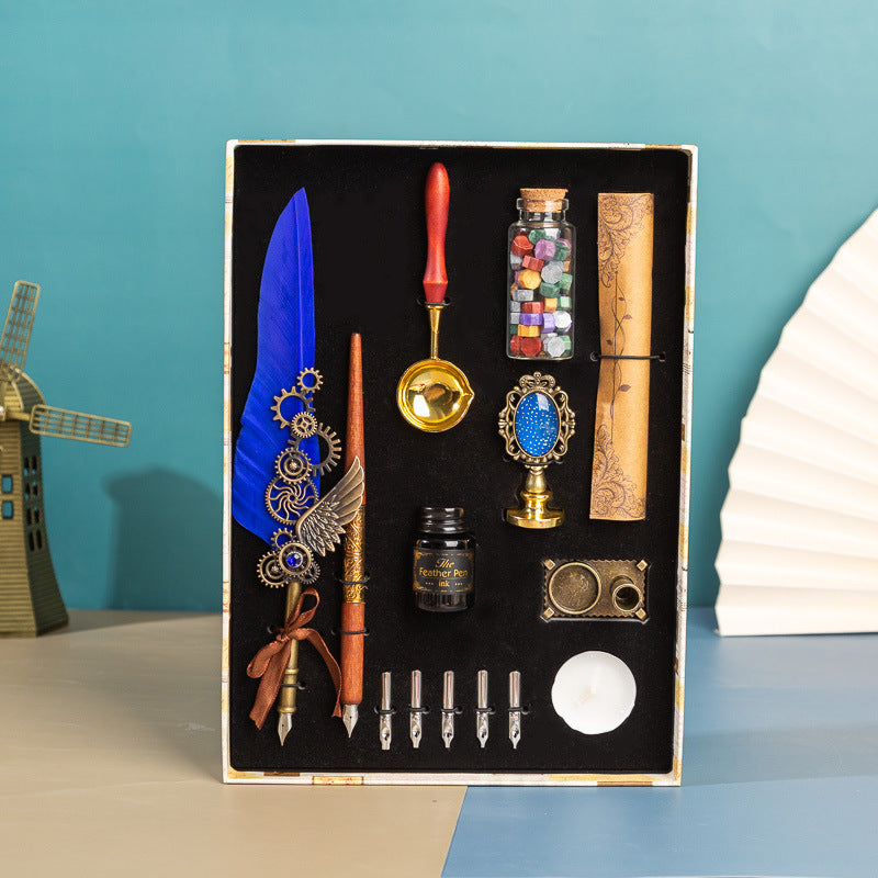 Classic Writing Collection | Ornate Quill & Dip Pen | Authentic Wax Seal Experience