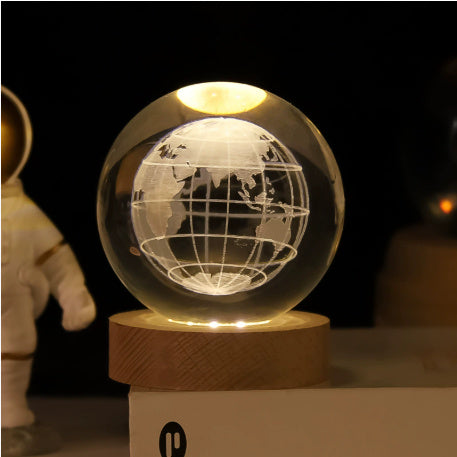 Crystal Night Light | 3D Laser Engraved Design | Multiple Color Options