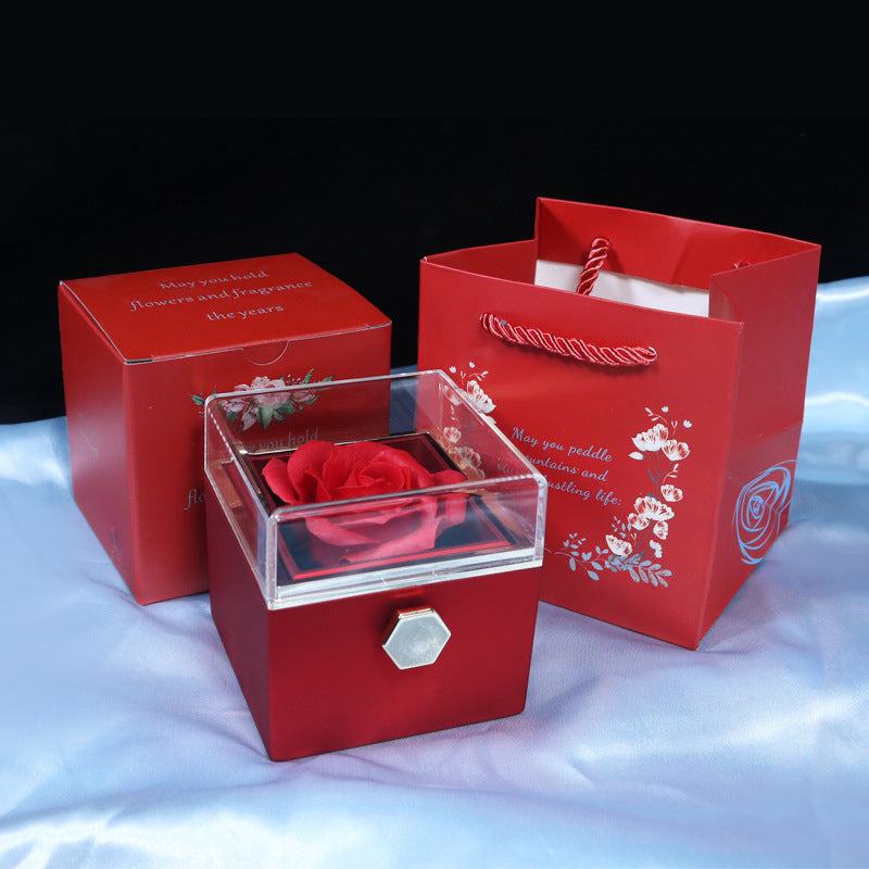 Forever Rose Gift Box | Real Preserved Rose | Hidden Rotating Jewelry Drawer