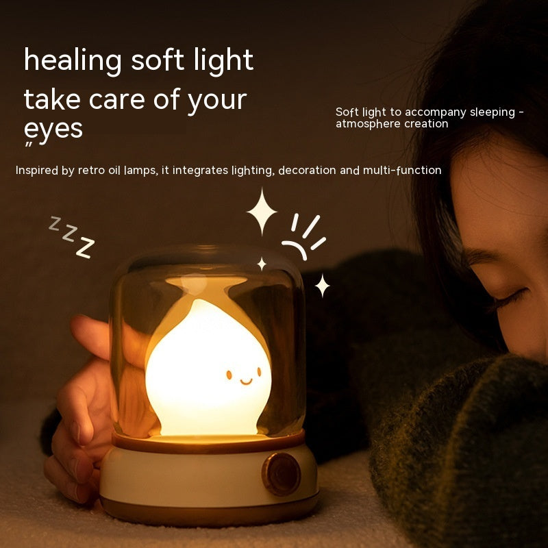 Retro Oil Lamp Table Light | USB Rechargeable & Dimmable | Dual Modes & Timer