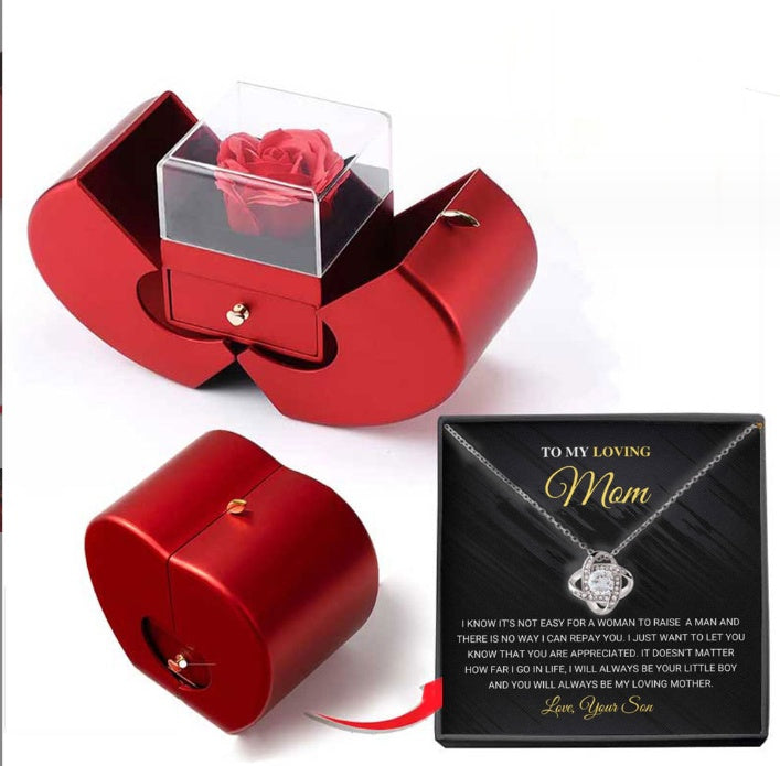Eternal Rose Gift Box | Handmade Preserved Rose | Jewelry Drawer & Fruit-Shaped Design