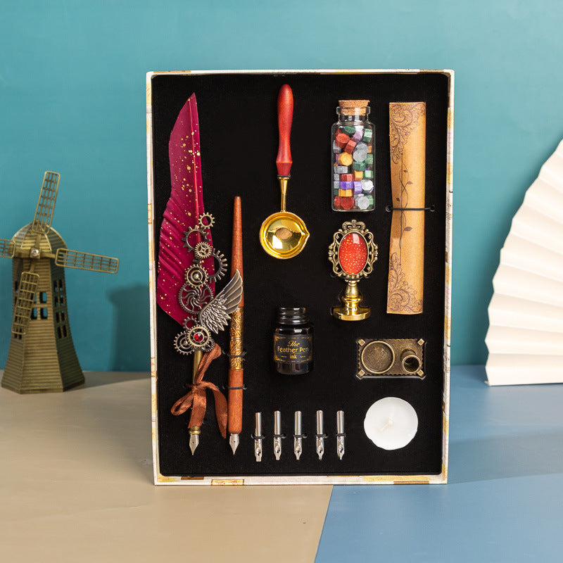 Classic Writing Collection | Ornate Quill & Dip Pen | Authentic Wax Seal Experience