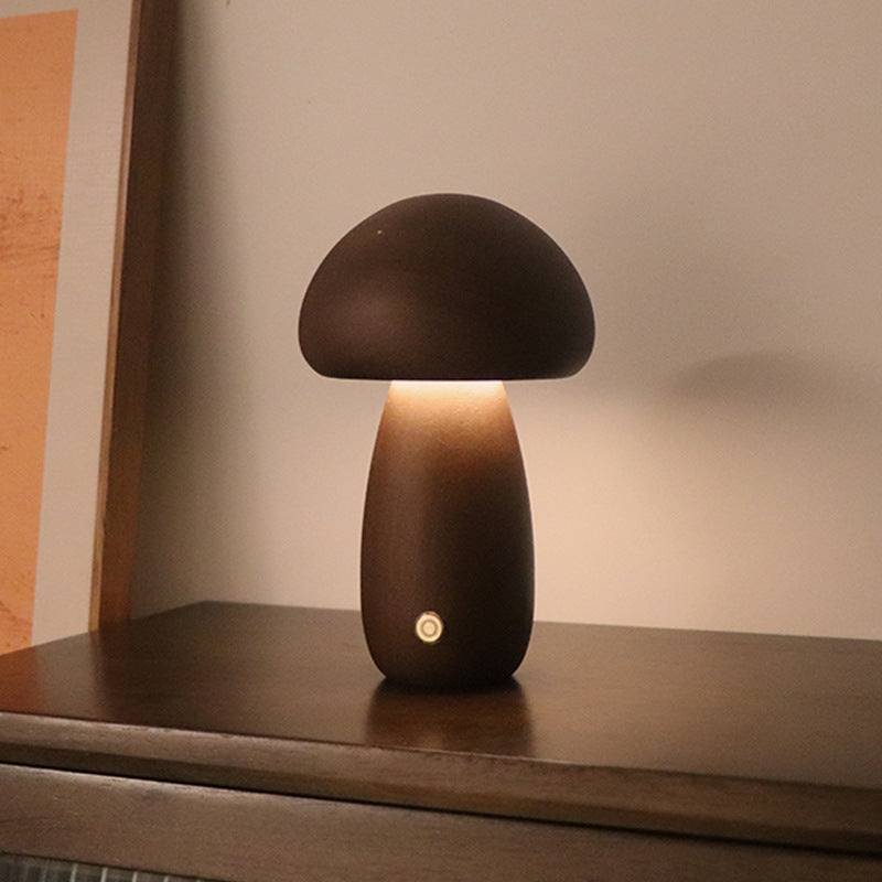 Mushroom Night Light | Natural Beech Wood Body | Rechargeable Touch Dimmer
