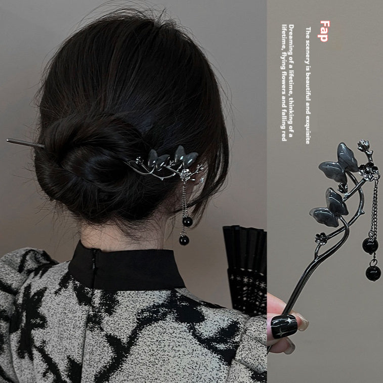 Black Hair Pins | Minimalist Modern Design | Secure All-Day Hold | Retro Cheongsam
