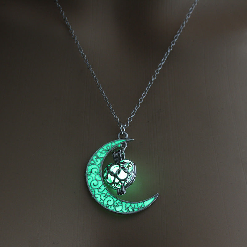 Luminescent Necklace | Glow-in-the-Dark Pendant | Elegant Delicate Chain