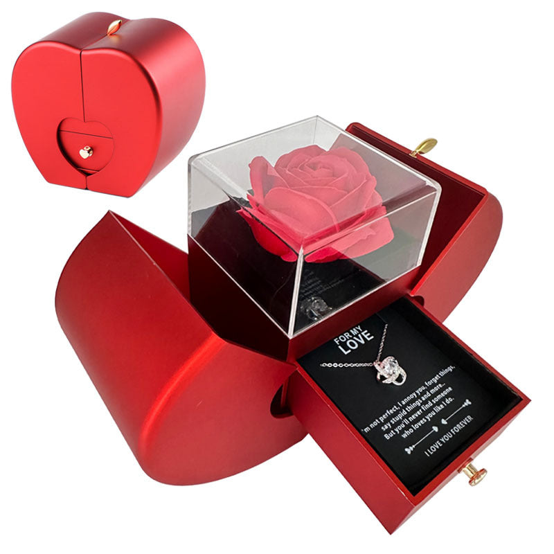 Eternal Rose Gift Box | Handmade Preserved Rose | Jewelry Drawer & Fruit-Shaped Design