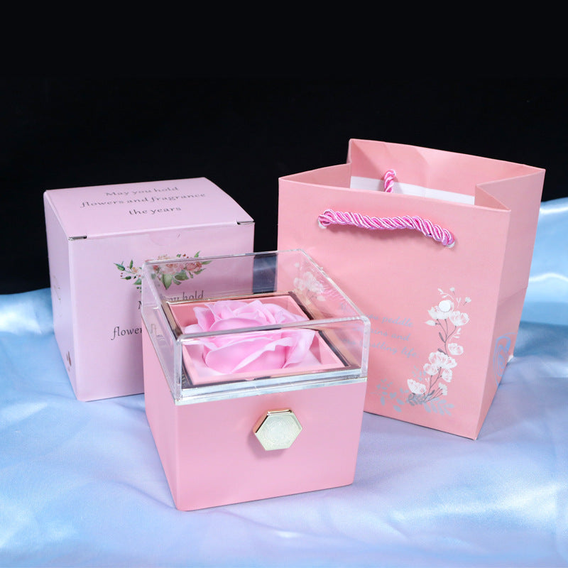 Forever Rose Gift Box | Real Preserved Rose | Hidden Rotating Jewelry Drawer