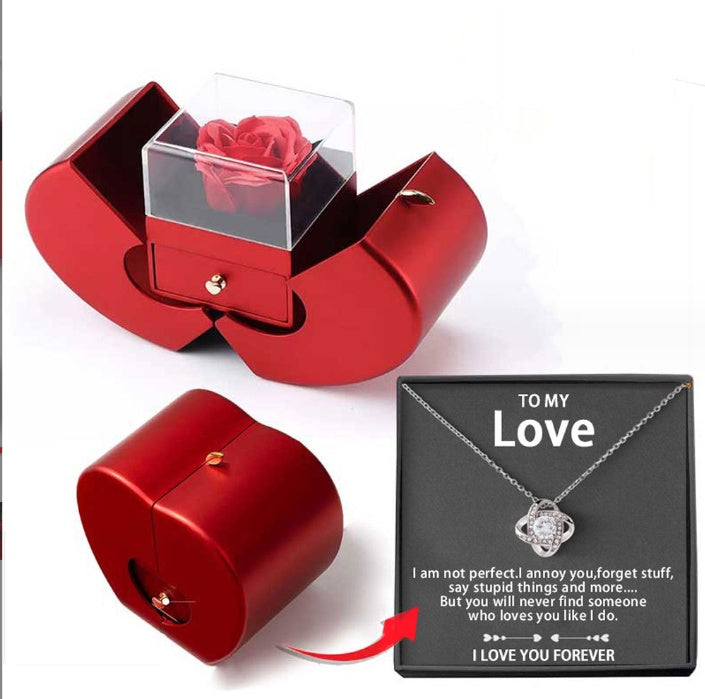 Eternal Rose Gift Box | Handmade Preserved Rose | Jewelry Drawer & Fruit-Shaped Design