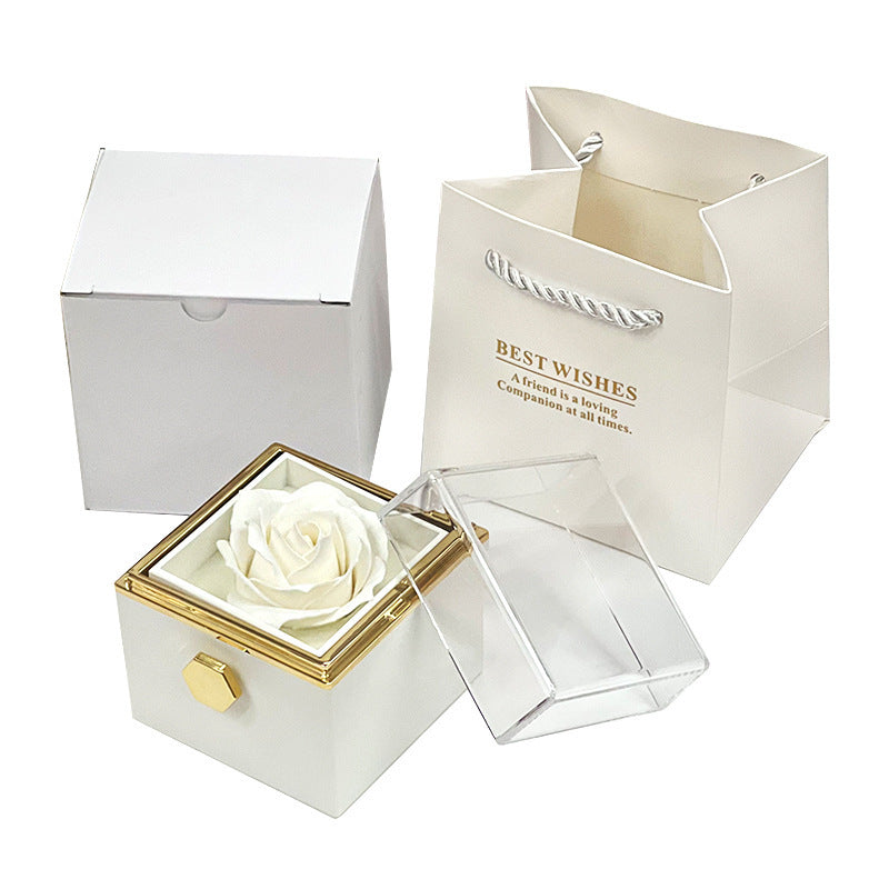 Forever Rose Gift Box | Real Preserved Rose | Hidden Rotating Jewelry Drawer