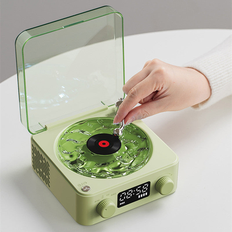Retro Bluetooth Speaker | 4 Nature Sounds & White Noise | Rotating Water Ripple Light | Vinyl Record Player