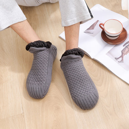 Indoor Floor Socks | Anti-Slip Slipper Socks with Sherpa Lining | V-Design Ballet Style