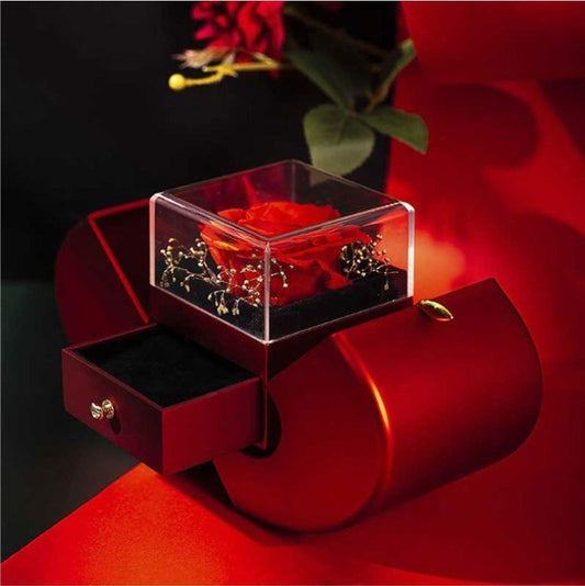 Eternal Rose Gift Box | Handmade Preserved Rose | Jewelry Drawer & Fruit-Shaped Design