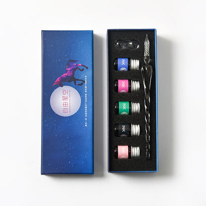 Crystal Glass Dip Pen Kit | Starry Sky Set | Smooth Threaded Nib & Premium Ink