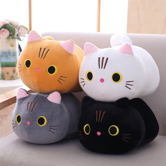 Chubby Cat Plush Pillow | Ultra-Soft Stuffed Animal | Kawaii Round Nap Companion