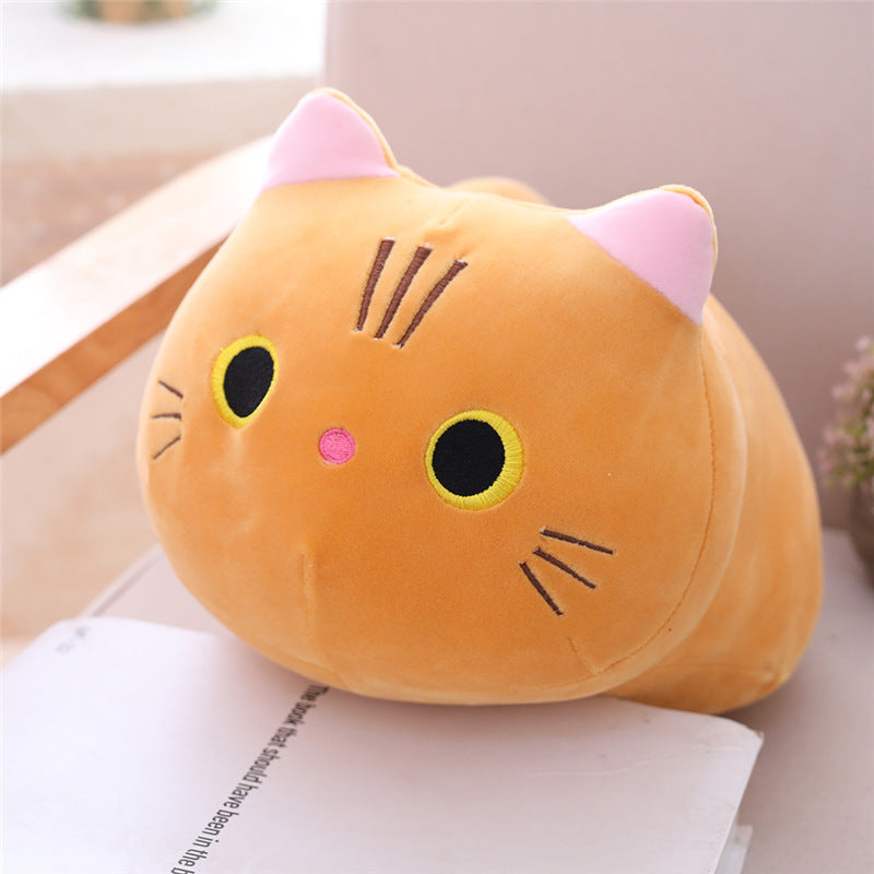 Chubby Cat Plush Pillow | Ultra-Soft Stuffed Animal | Kawaii Round Nap Companion