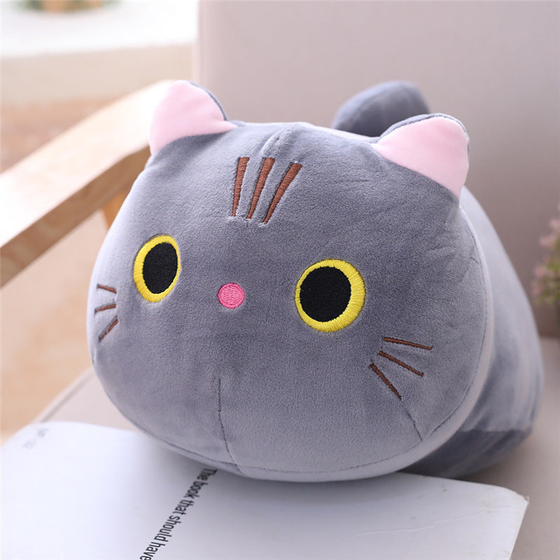 Chubby Cat Plush Pillow | Ultra-Soft Stuffed Animal | Kawaii Round Nap Companion