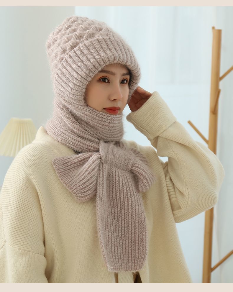 All-in-One Hooded Scarf | Plush Knit Beanie & Scarf Combo | Multiple Colors