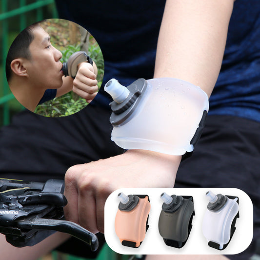 Running Wrist Water Bottle | 200ml Hands-Free Design | Food-Grade Silicone Bite Valve