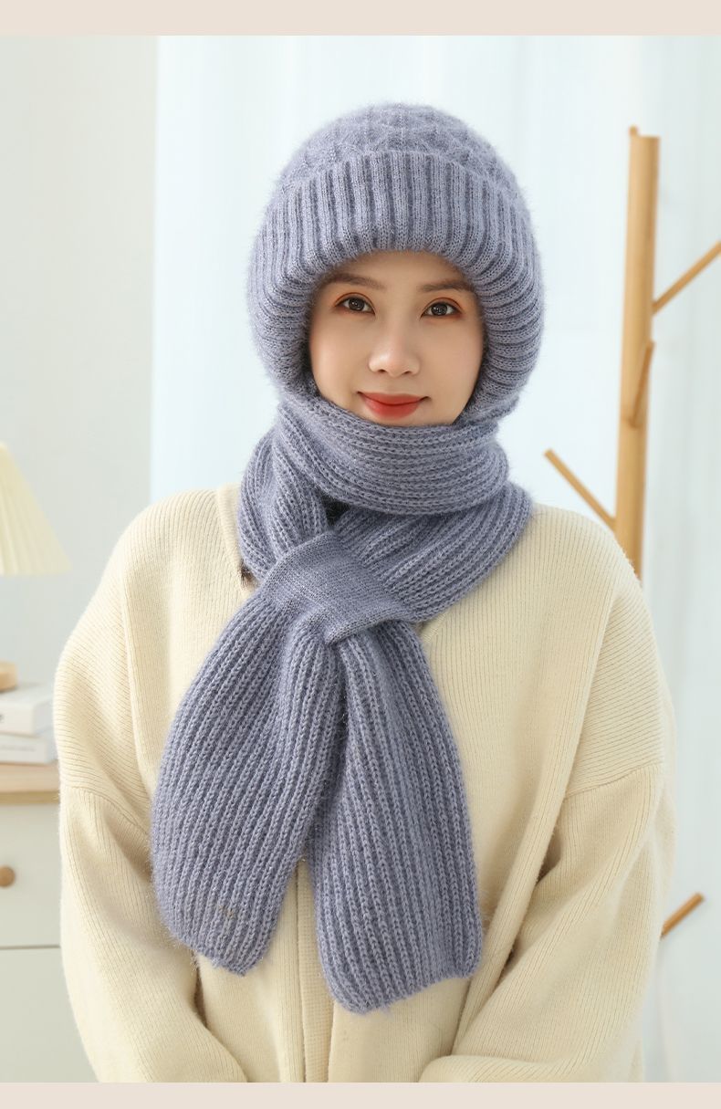 All-in-One Hooded Scarf | Plush Knit Beanie & Scarf Combo | Multiple Colors