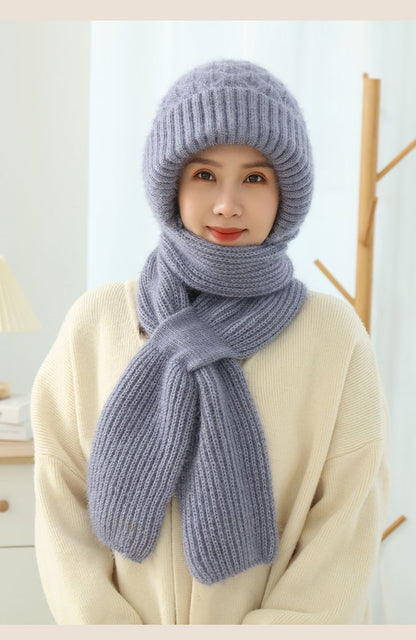 All-in-One Hooded Scarf | Plush Knit Beanie & Scarf Combo | Multiple Colors