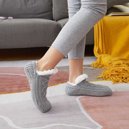 Indoor Floor Socks | Anti-Slip Slipper Socks with Sherpa Lining | V-Design Ballet Style
