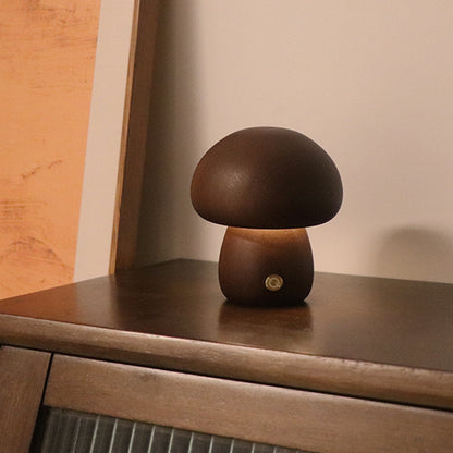Mushroom Night Light | Natural Beech Wood Body | Rechargeable Touch Dimmer