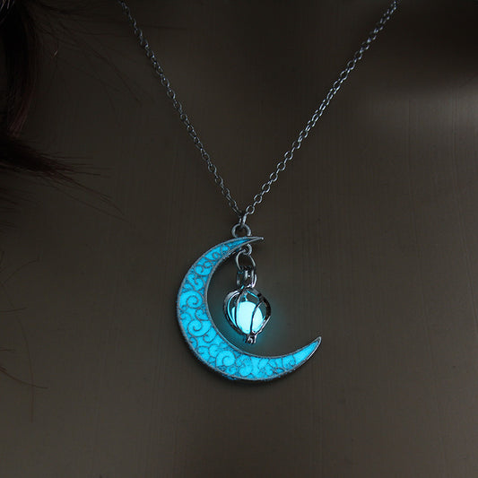 Luminescent Necklace | Glow-in-the-Dark Pendant | Elegant Delicate Chain