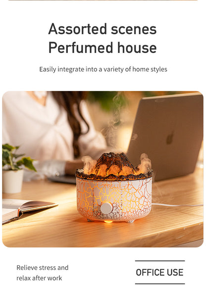 Volcano Humidifier | Erupting Mist & Flame Effect | Essential Oil Diffuser & Night Light