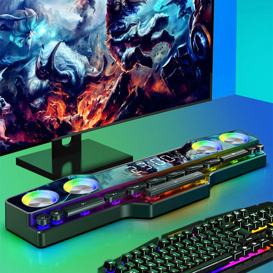 5-in-1 RGB Gaming Soundbar | HIFI Audio & Digital Alarm Clock | Bluetooth 5.0 & Dynamic Lighting