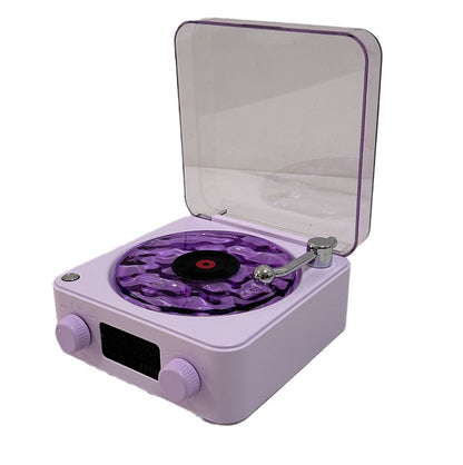 Retro Bluetooth Speaker | 4 Nature Sounds & White Noise | Rotating Water Ripple Light |  Vinyl Record Player