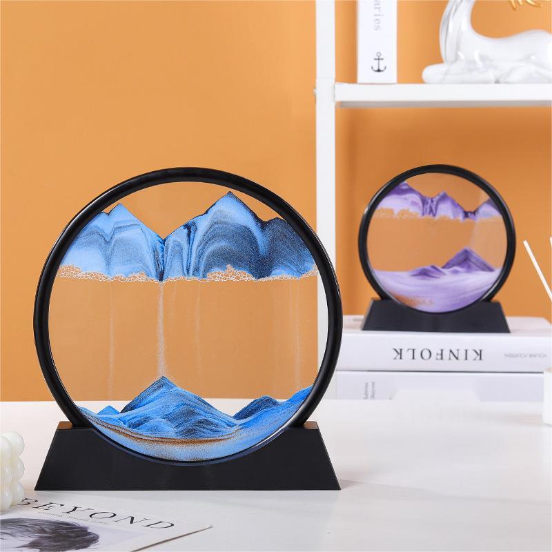3D Moving Sand Art Frame | Dynamic Landscape Display | Stress Relief Desk Sculpture