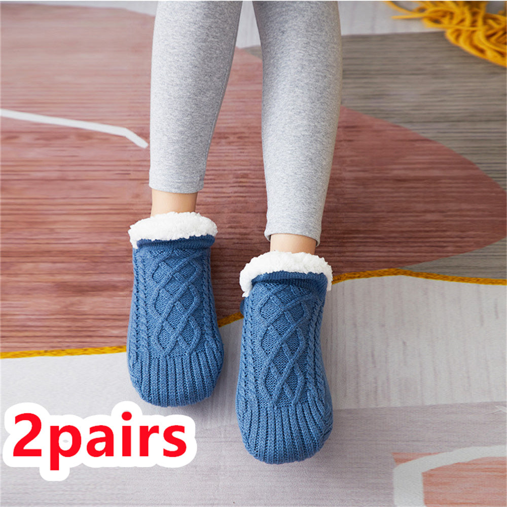 Indoor Floor Socks | Anti-Slip Slipper Socks with Sherpa Lining | V-Design Ballet Style