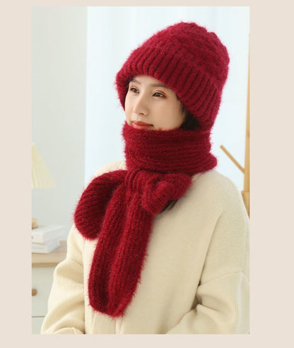 All-in-One Hooded Scarf | Plush Knit Beanie & Scarf Combo | Multiple Colors
