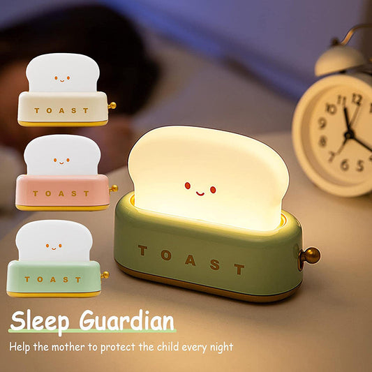 Toast Night Light | Soft Silicone Smiling Face | USB Rechargeable & Adjustable