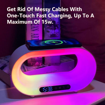 3-in-1 Nightstand Device | Qi Wireless Charger | Customizable Dimmable Night Light