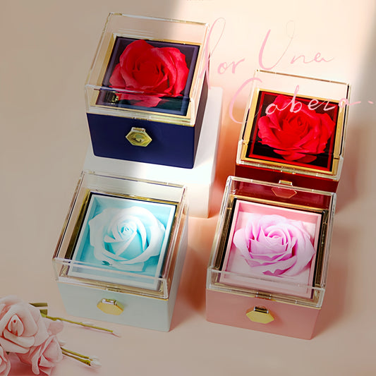 Forever Rose Gift Box | Real Preserved Rose | Hidden Rotating Jewelry Drawer