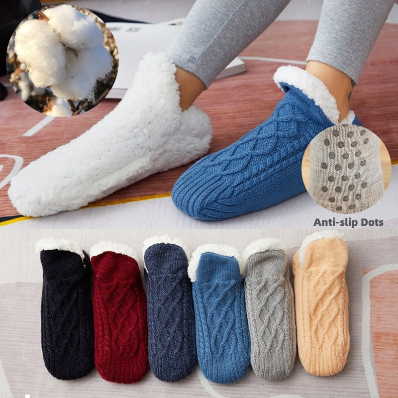 Indoor Floor Socks | Anti-Slip Slipper Socks with Sherpa Lining | V-Design Ballet Style