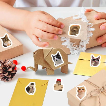 Cat Expression Stickers | 500-Sheet Roll Collection |  Premium Japanese Paper