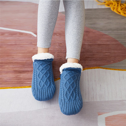 Indoor Floor Socks | Anti-Slip Slipper Socks with Sherpa Lining | V-Design Ballet Style
