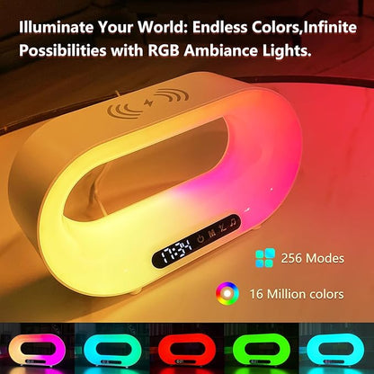 3-in-1 Nightstand Device | Qi Wireless Charger | Customizable Dimmable Night Light