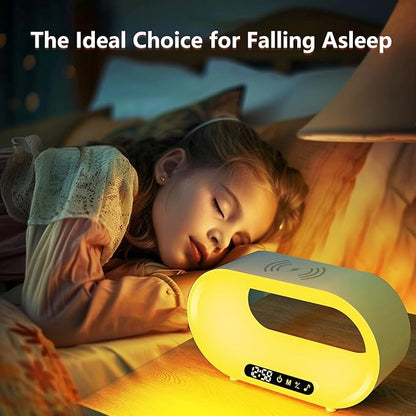 3-in-1 Nightstand Device | Qi Wireless Charger | Customizable Dimmable Night Light