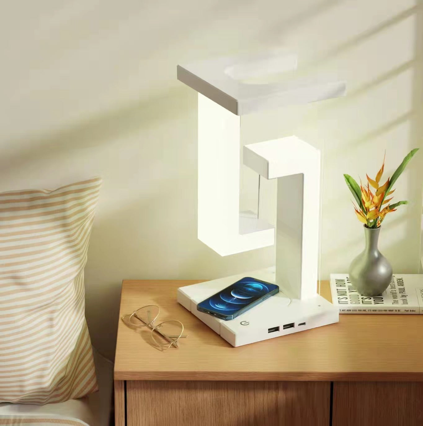 Magnetic Levitation Night Light | Wireless Phone Charger | Foldable & Eye-Protecting Desk Lamp