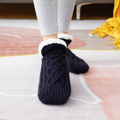 Indoor Floor Socks | Anti-Slip Slipper Socks with Sherpa Lining | V-Design Ballet Style